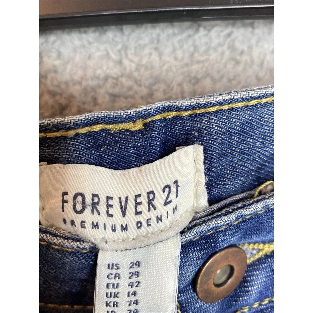 Forever 21 Denim Shorts Jean Sz 29 (Fit 30x2) Distressed Funky Retro Hippie
